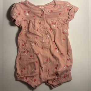 Carter's Dusty Pink with Red and white Strawberries Infant Romper